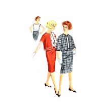 1960s Bateau Neck Blouse Skirt Jacket Simplicity 3324 Vintage Sewing Pattern Size 14 Bust 34