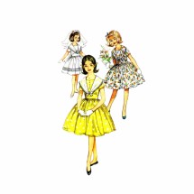 1960s Girls Midriff Full Skirt Dress Simplicity 3848 Vintage Sewing Pattern Size 8