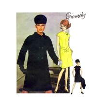 1960s Givenchy Fitted Dress Double Breasted Jacket Vogue 1918 Vintage Sewing Pattern Size 12 Bust 34