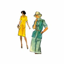 1970s Misses Dress and Vest Vogue 9102 Vintage Sewing Pattern Size 10 Bust 32 1/2